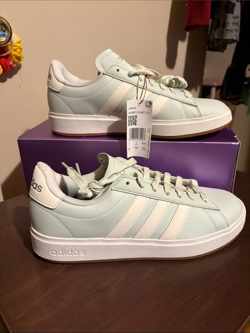 adidas Women’s Grand Court 2.0 Sneakers — Light Mint and White